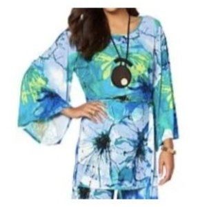 N. Natori Kimono Periwinkle Blue Sleeve Top